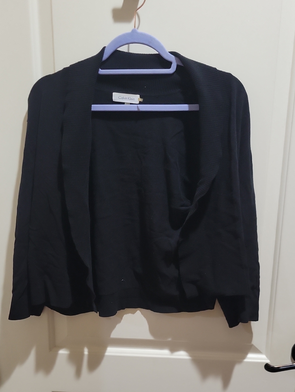 Calvin Klein Black Open-Front Knit Blazer